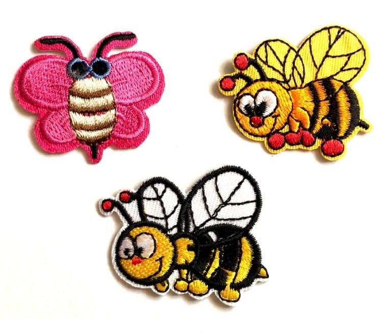  Hobbies and patch toppa termoadesiva ricamata lotto 3 api ape maya da stirare o cucire decorazione zaino borsa grembiule giacca maglia felpa bambini applique