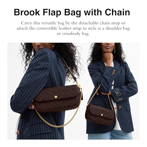 Coach Brook Flap Bag with Chain in Signature Canvas, B4/Maple2