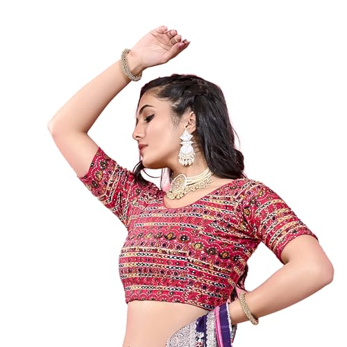 Image of Colorful Street Cotton Stretchable Round Neck Printed Blouse