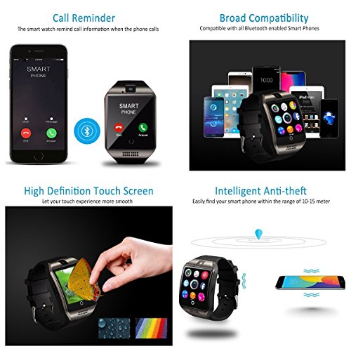 Bluetooth Smart Watch con cámara, pantalla táctil desbloqueada ...