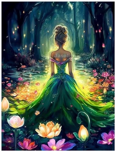 Image of Jasol Diamond Painting Kit, 40x30 Cms, Full Drill, 5D Crystals, Home Wall Decor Gift Set (Fire Fly Girl M45615)
