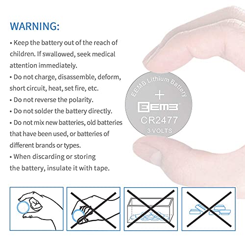 5Pcs Eemb Cr2477 Li-Mno2 Non-Rechargeable Lithium Battery 3V Button Coin Cell Battery Trusted Quality 1000Mah Ul Certified Do Not Charge Battery #TOP6