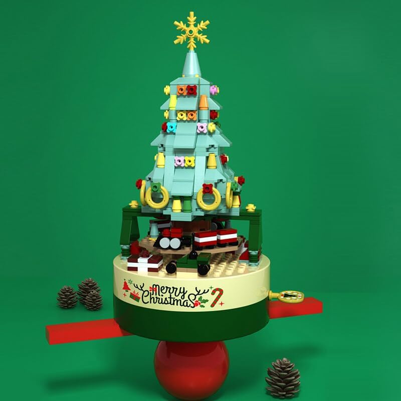 Miniatura 2 de MINDEN Caja de música de árbol de Navidad, modelo de pellets pequeños, juguetes educativos creativos de Navidad, 360 piezas