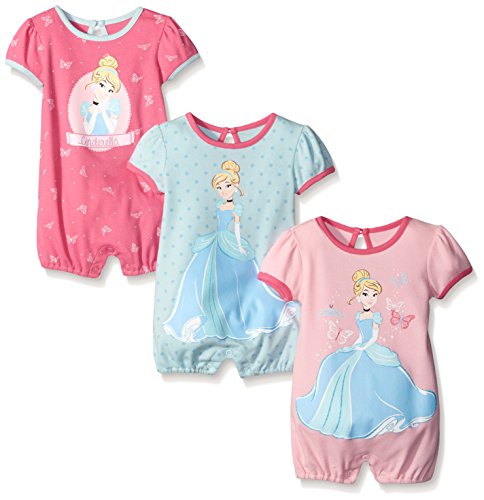 Image of Disney Baby Girls' Cinderella 3 Pack Rompers