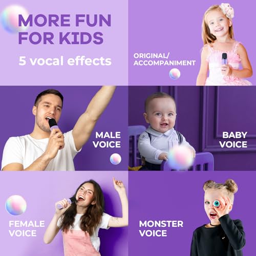 mini karaoke machine with 2 wireless microphones top kids gifts for girls ages 3 4 5 6 7 8 9 10 11 12 years old 4-12th birthday toy gift for girls boys party purple