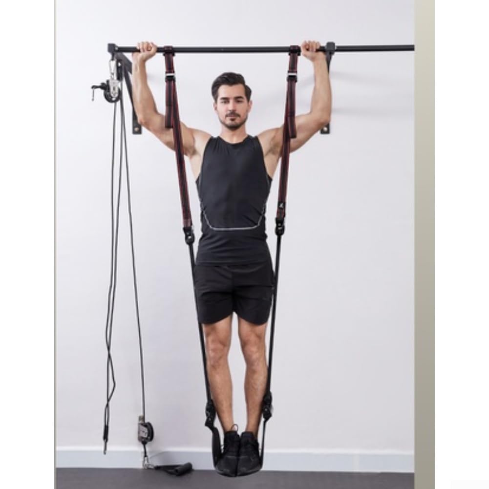 Fasce elastiche per esercizi di trazione, regolabili, in lattice, con pedana, per allenamento muscolare a casa, 30 x 20 x 16 cm