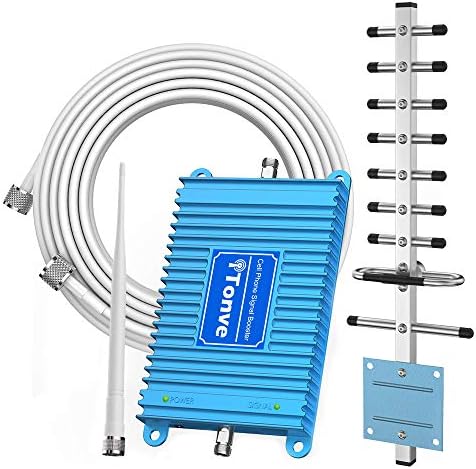 Cell Phone Signal Booster for Home and Office - Band 4/66 (1700/2100Mhz) Mobile Cellular Repeater Boosts 4G Data and Volte for Multiple Users Up to 2,000Sq Ft. with High Gain Whip/Yagi Antennas