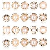 20 PCS Lapel Pins for Women, Women Shirt Brooch Buttons Reusable Decorative Pearl Button Novelty No Sew Pin...