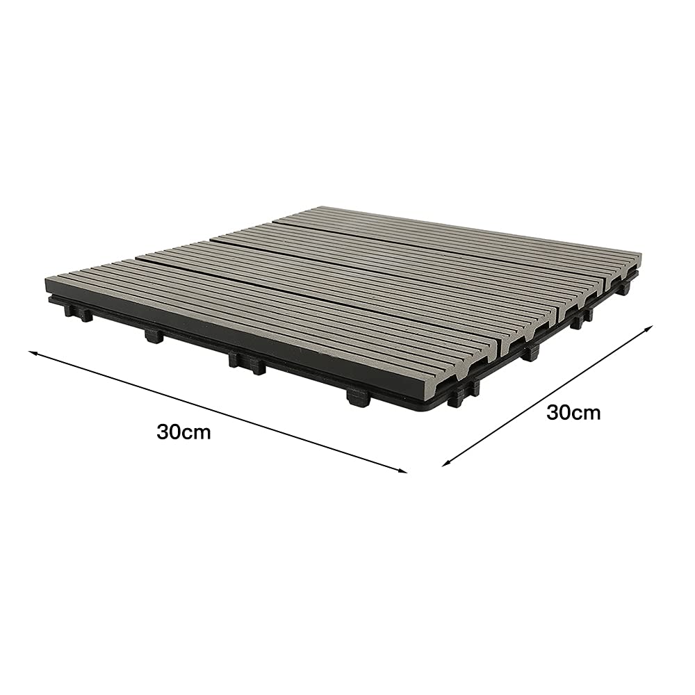 Bodenbelag Innen und Außen 11 Stück Holz Kunststoff Verbundplatten 30 x 30 cm für Balkon Garten Terrasse (Kaffee)
