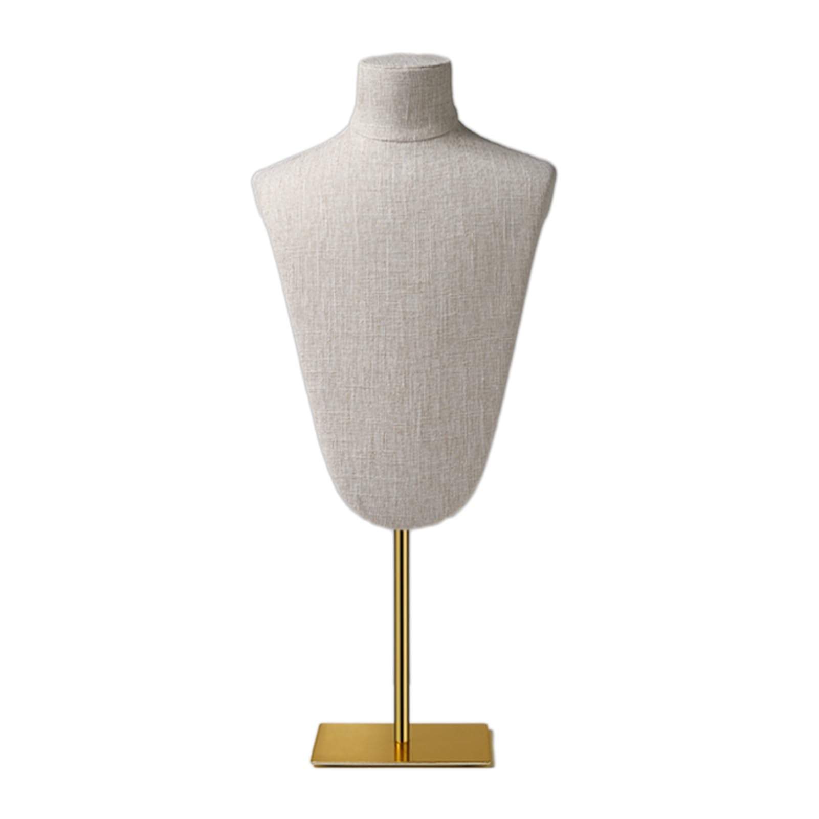 3D Necklace Display Stand, Adjustable Height Mannequin Necklace Display Bust, Metal Material Silk Scarf Display Holder for Selling for Home Store Show(Gold,B)