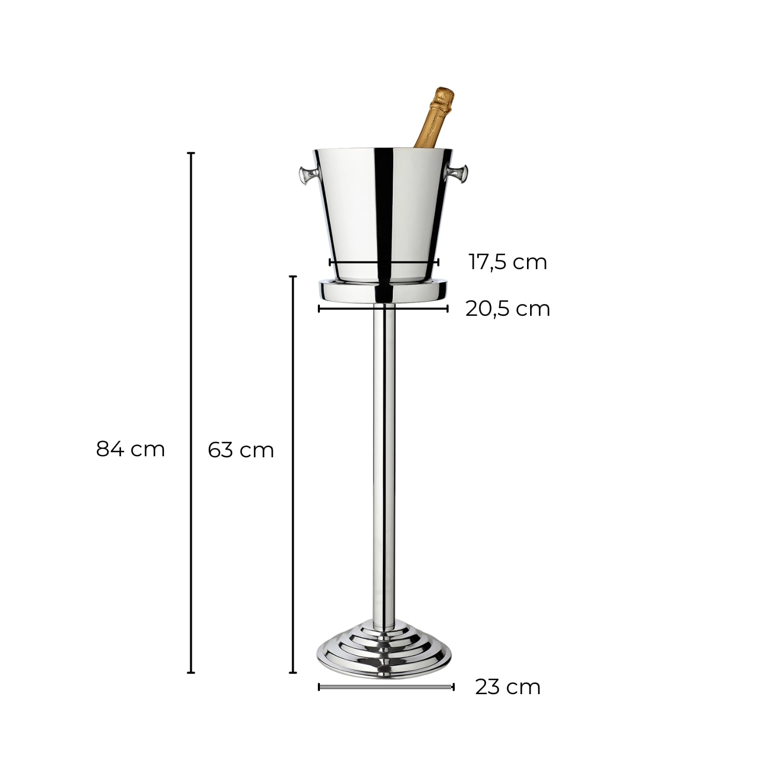EDZARD Secchiello per vino Maya (H 28 cm, Ø 20 cm), acciaio inox martellato, con manico, per 1 bottiglia – secchiello per bottiglie, secchiello per champagne, secchiello per spumante