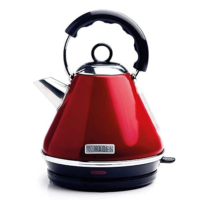Haden Boston Red Pyramid Kettle | 1.7-Litre | Water Indicator For Accurate Filling | Cordless |Removable Filter
