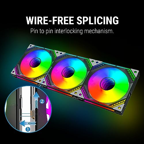 Image of Ant Esports Infinity Flow 3 in 1 120mm ARGB Case Fan Kit with ARGB Infinity Mirror Design and Daisychainable Connections, 2000 RPM, 58.23 CFM Airflow - Black