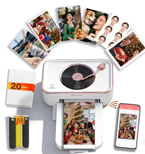 PRT 4x6 Photo Printer, Phone Printer with 20 Sheets & 1 Ribbon, Wireless Instant Picture Printers for iOS Android, Thermal Dye Sublimation, Home Use, Wi-Fi, AR Video, Fun App, CP6000, White