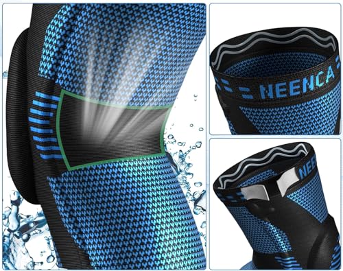 Image of NEENCA Professional Knee Brace, Compression Knee Sleeve with Patella Gel Pad & Side Stabilizers, Medical Knee Pad for Running, Workout, Arthritis, Joint Recovery - Single (Blue, XXL)