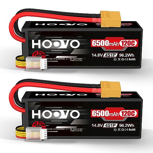 HOOVO 4S Lipo Akku 14 8V 6500mAh 120C RC Battery Hardcase mit XT90 Stecker für RC Buggy Truggy Crawler Monster Car Boat Racing Drone UAV Drohne FPV Hobby(2 Stück)