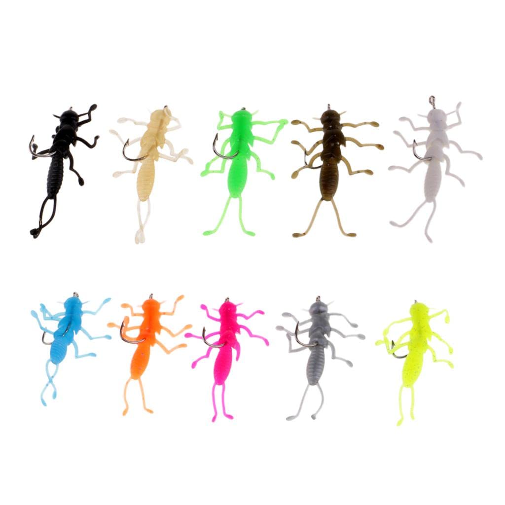 10 Couleurs Leurres Pêche Caoutchouc 3,5Cm