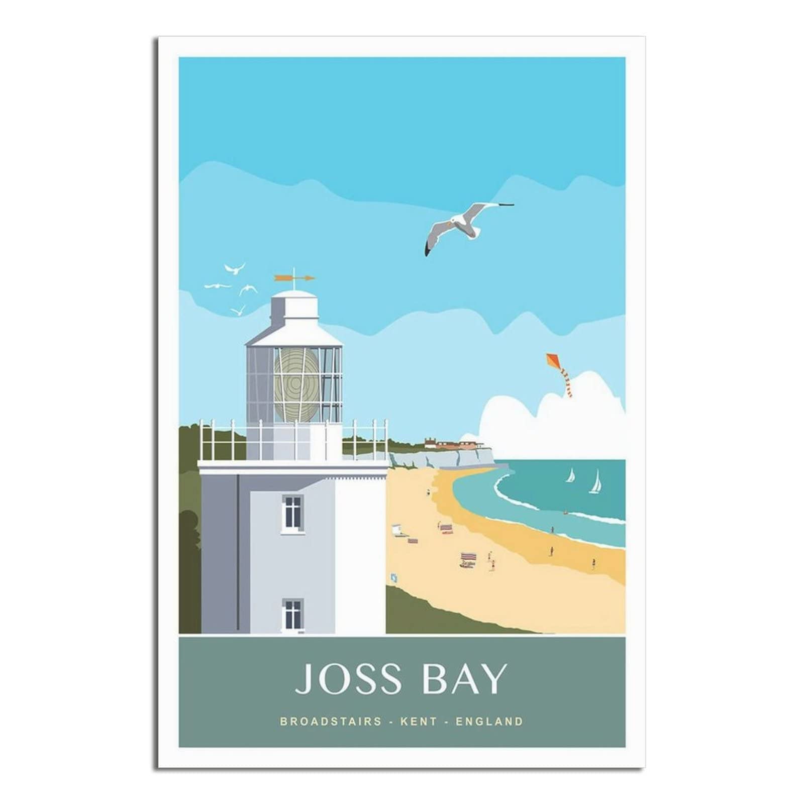 Uejd Unframe-Style Vintage Joss Bay Broadstairs Thanet Kent Travel Poster Decorative Posters Modern Bedroom Canvas Art Poster Picture Painting Posters Wall Decor Art Gift
