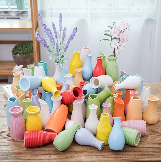 Small Ceramic Bud Vase Flower Single Stem Vase Mini Decorative Floral Holder Home Decorative Floral Centerpiece for Home Decor Centerpiece Wedding Party Table Vase (Green) - Image 8