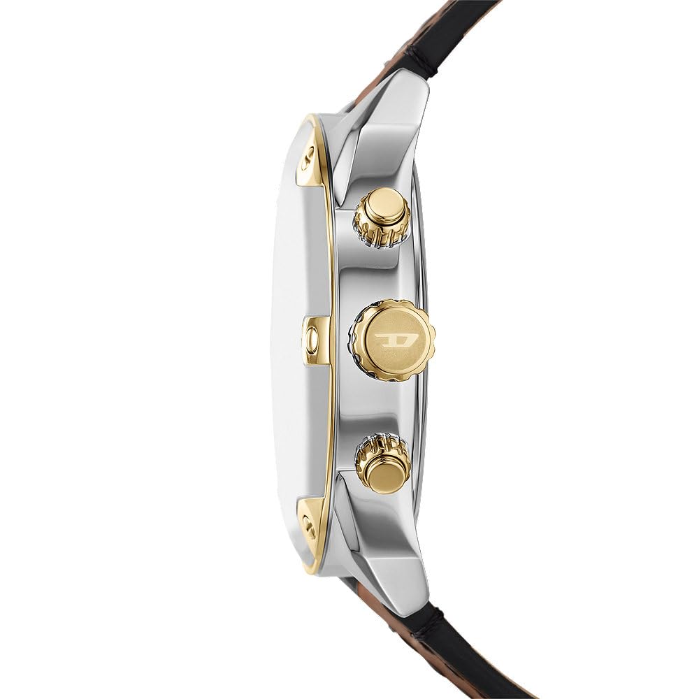 Diesel Orologio Analogico al Quarzo Uomo con Cinturino in Pelle DZ4665, Marrone e Argento