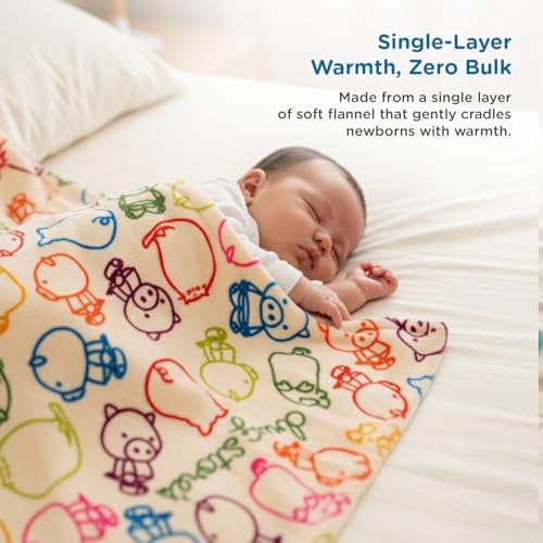 Image of Mee Mee Soft Single Layer Lightweight Flannel Baby Blanket with Pig Family Printed - Comfort and Warmth for Newborns (75 cm x 100 cm) 0-12 Months (Multicolor)