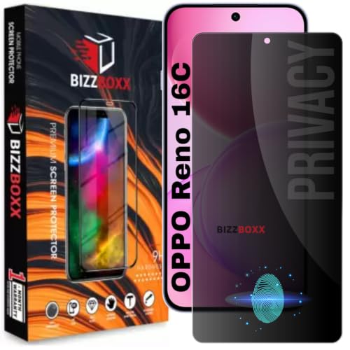 Image of Privacy Screen Protector For Oppo Reno16c 5G - Anti-Spy Tempered Glass Gurad, Protect Sensitive Information, Privacy in Public, Fingerprint May Not Work (Reno 16c - 6.57 Inch) - Pack of 1