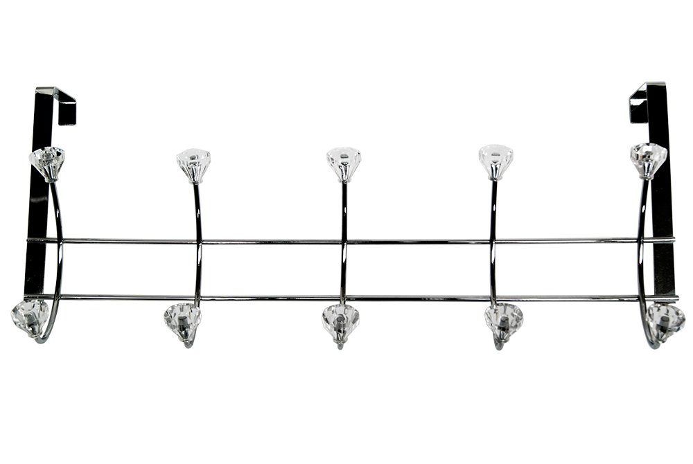 10 JEWEL OVERDOOR HOOKS CRYSTAL & CHROME OVERDOOR HANGER CLOTHES TOWEL HANGER