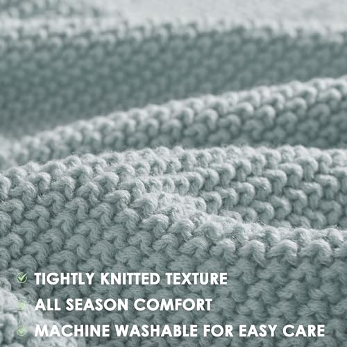 Image of Ink+Ivy Bree Knit Throw Blanket for Bed, Sofa, and Couch, Lightweight, Breathable, Soft & Cozy Summer Blanket, Throw (50 in x 60 in) Light Blue