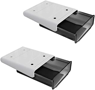 sanvpwsan 2Pcs of Under-desk Drawer Storage Box,Paste-type Hidden Under-desk Storage Box,Large-capacity Self-adhesive Under-desk Storage Box,Suitable for Home Office and School (Black)