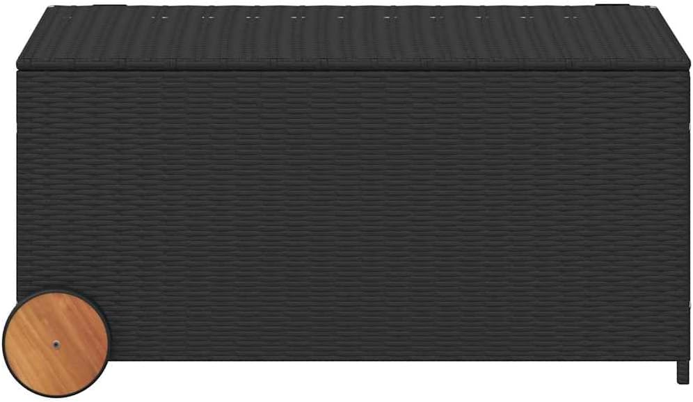 Garden Storage Box Black PE Rattan 42.1 x 21.7 x 20.9 in Outdoor Furniture Storage Boxes