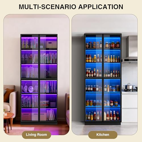 50% Off Black Display Cabinet with Multi-Color LED Lighting - Image 6