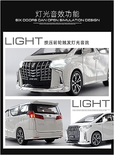 Image of DEOXY 1:24 Big Alphard Car Toy, Metal Pullback Toy With 6 Openable Doors, Lights, And Sounds For Boys Gift,Multicolor