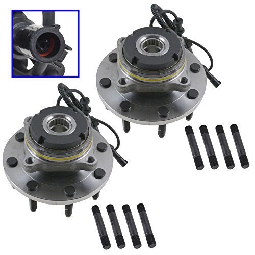 Image of TRQ 2 Piece Front Wheel Bearing and Hub Assembly Set 4WD | for 2000-2002 Ford Excursion 1999-2004 Ford F-250 Super Duty +1 more 4WD From 3 /08 /99 Production Date with M14x2.0 Coarse
