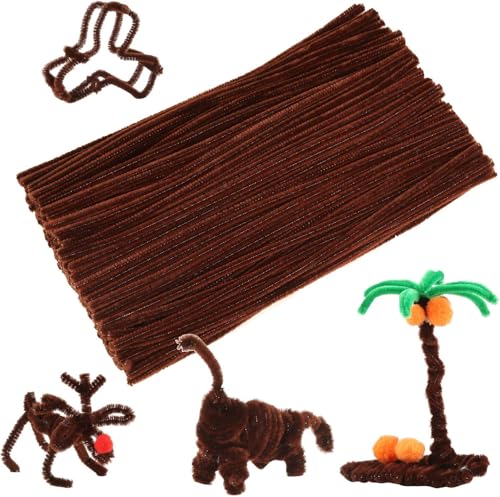 Image of Caydo 200 Pieces Brown Pipe Cleaners Craft Chenille Stems for DIY Art Creative Crafts Party Decorations (12 Inch x 6 mm) | Craft Chenille Stems for DIY Art Creative Crafts Party Decorations