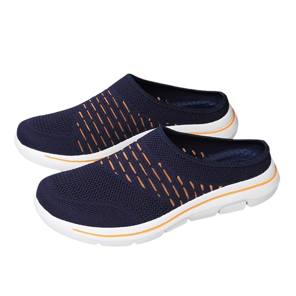Men's Breathable Mesh Mules Fashionable Knit Slip-Ons with Soft Soles for Casual Daily Wear