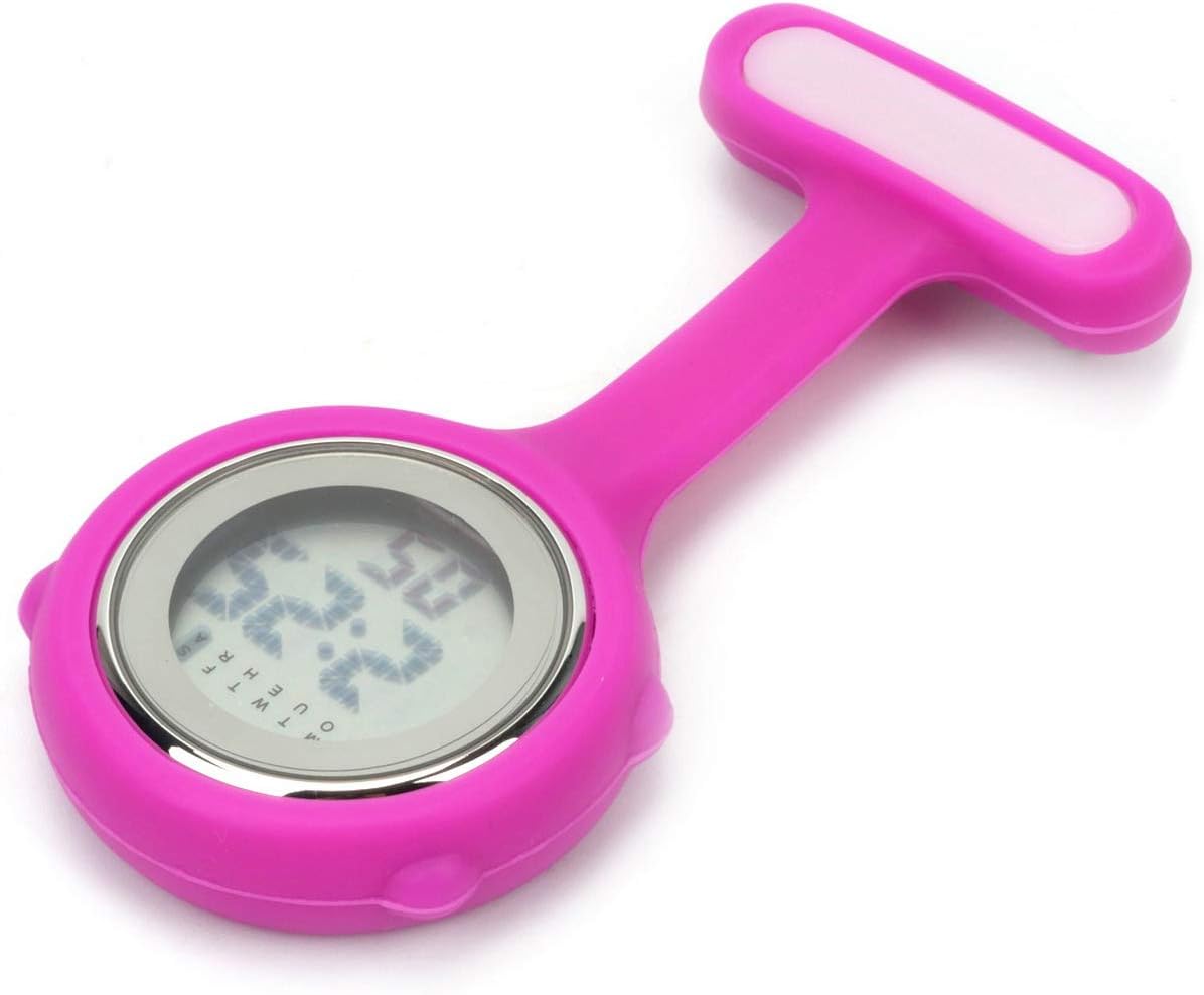 WONOLOPin On Multi-Function Digital Silicone Fob Nurse Watch Night Lights Stopwatch for Women Men (Purple)