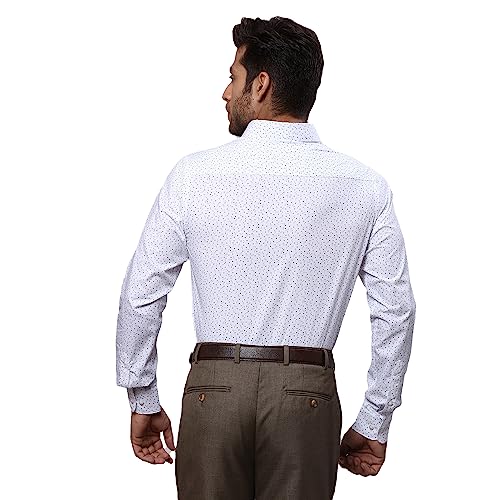 Image of Raymond Men's Pure Cotton Print Pattern Slim Fit Semi Cutaway Collar Full Sleeve Formal Shirt