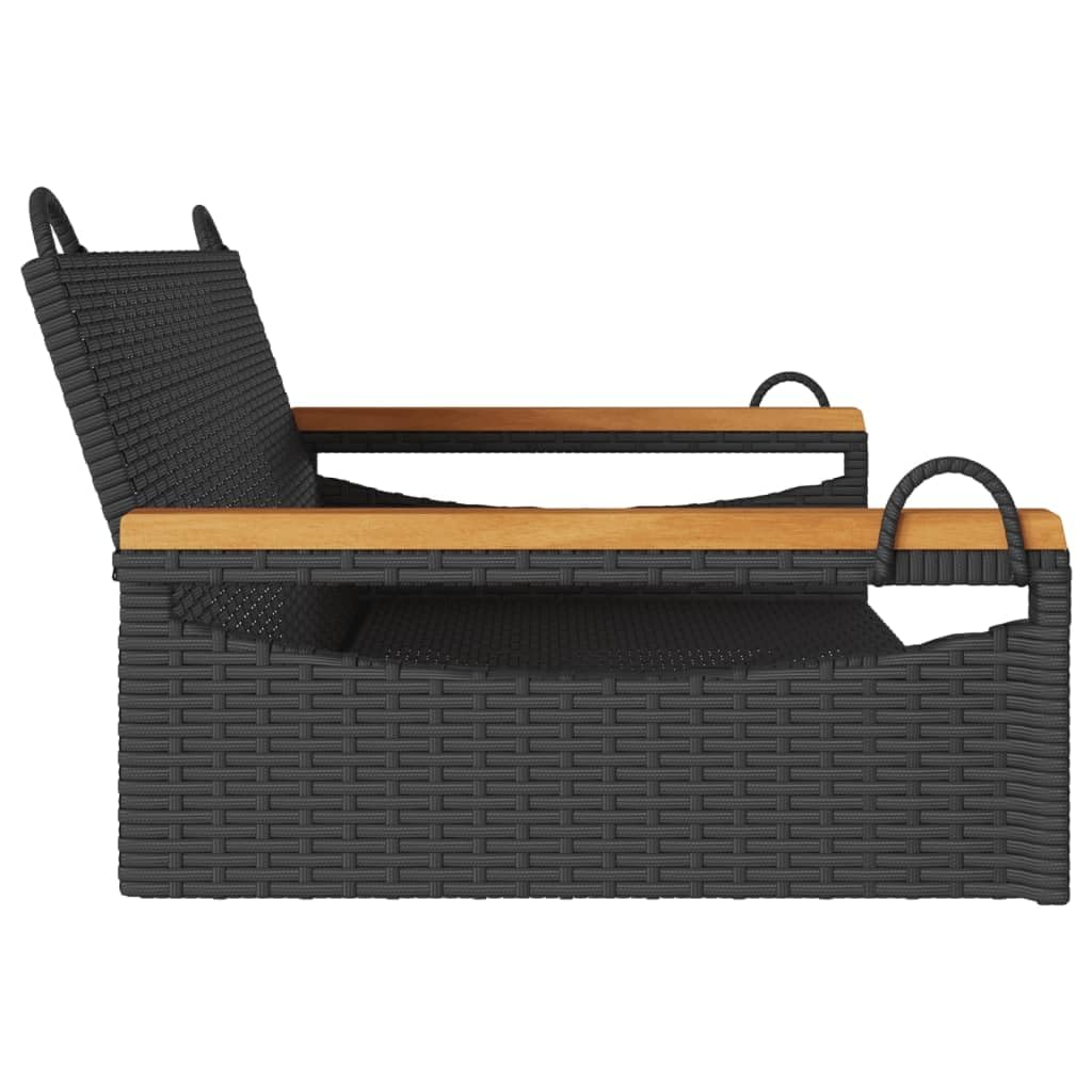 vidaXL Panchina Dondolo Nera 109x62x40 cm in Polyrattan, seduta sospesa, seduta a dondolo da giardino, seduta a dondolo in polyrattan