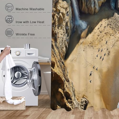 Rideau de douche imperméable séchage rapide polyester sable doré - 7