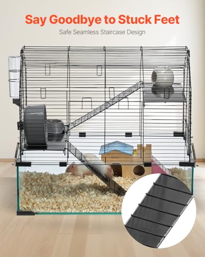 VEVOR Hamster Cage, 360° Viewing Transparent Hamster Habitats, Small Animal Cage, 22.8 x 15 x 21.3 in, Ventilated Pet Mouse Cages with Water Bottle, Portable Hamster House for Rats, Guinea Pigs - Image 6