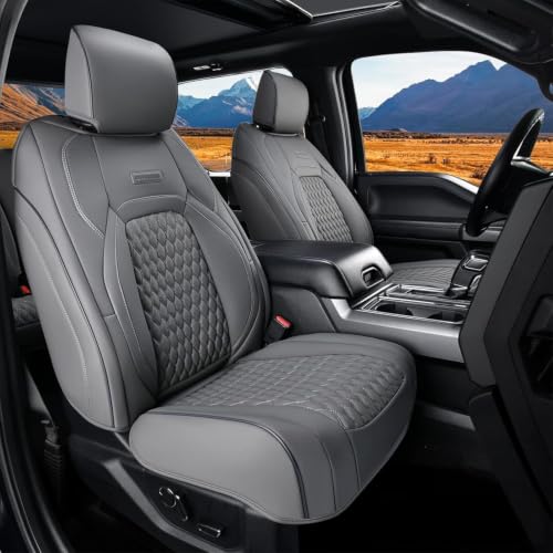 Image of Coverado Seat Covers 2 Door Fullset for 2013-2017 Jeep Wrangler, Waterproof Leather Gray Car Seat Covers for Truck Automotive Seat Covers Custom Fit for Jeep Wrangler Seat Covers Full Coverage