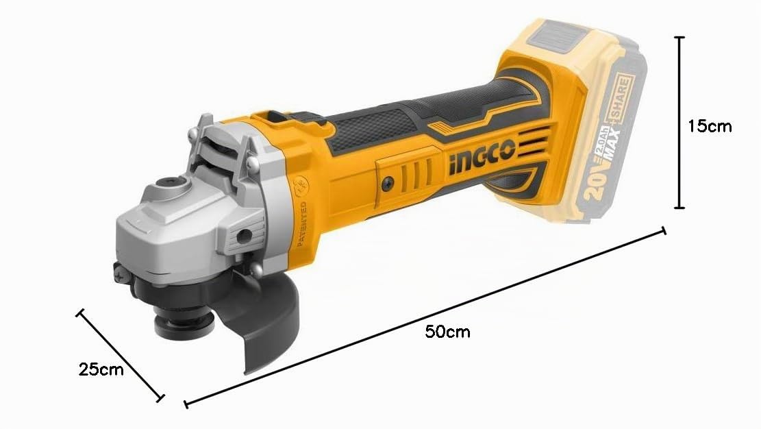 Ingco Cagli1151 Smerigliatrice Angolare A Batteria 20 V Disco 115 mm Attacco M14 Batteria E Caricabatteria Non Incluse