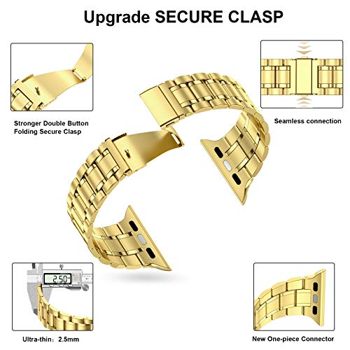 MioHHR Solid Stainless Steel Straps Compatible with Apple Watch Strap 45mm(Series9/8/7) 44mm(Series6/5/4) 42mm(Series 3/2/1) - Image 3