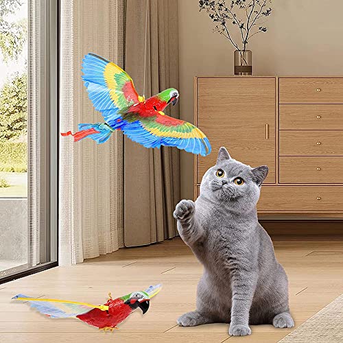 Lyw Simulation Bird Interactive Cat Toy For Indoor Cats, Automatic Hanging Eagle Flying Bird Funny Cat Interactive Toy Supplies For Cats Kitten Play Chase Exercise (Parrot) #TOP1