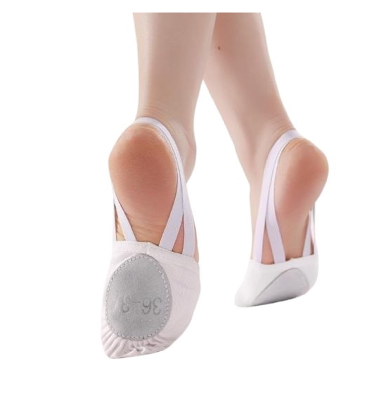Zrhwspd White Half Sole Dance Shoes Rhythmic Gymnastics Half Sole Ballet Dance Shoe Turning Shoes With Elastic Strip(,Girls_34-35)