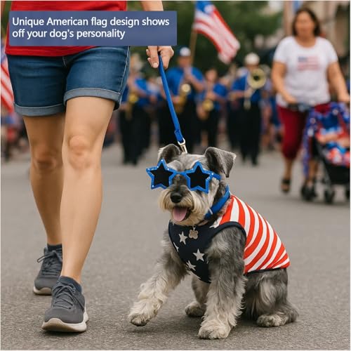Camiseta para perro con bandera americana, talla M miniatura 4
