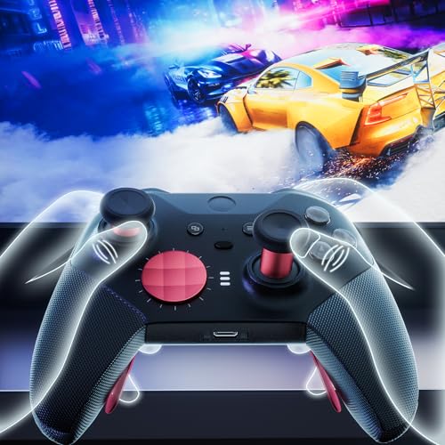 Image of 14-in-1 Controller Accessories Kit Compatible with Xbox Elite Series 2, 6 Premium Metal Thumbsticks, Swap Joysticks, 4 Interchangeable Paddles, 2 D-Pads, 1 Tool & 1 Storage Bag (Red)