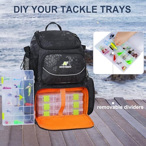 N NEVO RHINO Mochila De Equipamento De Pesca Com Suportes De Vara, 4 Caixas De Equipamento, Bolsa De