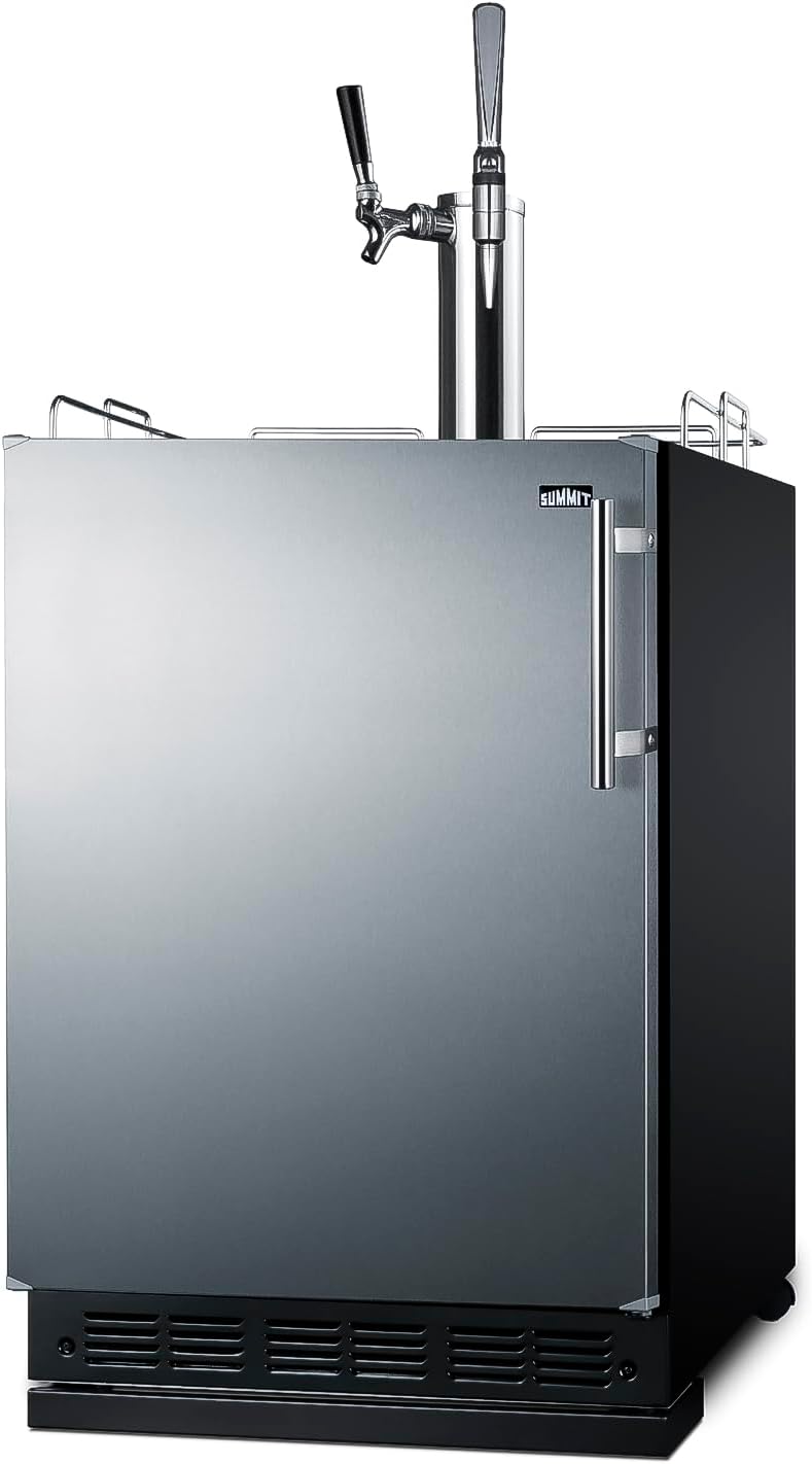 Summit Appliance 24" Wide Nitro-Cold Brew Coffee Kegerator/Refrigerator Combo, Black Interior, Caster Wheels, Residential/Commercial Use (LHD, Nitro-Cold Brew Coffee)