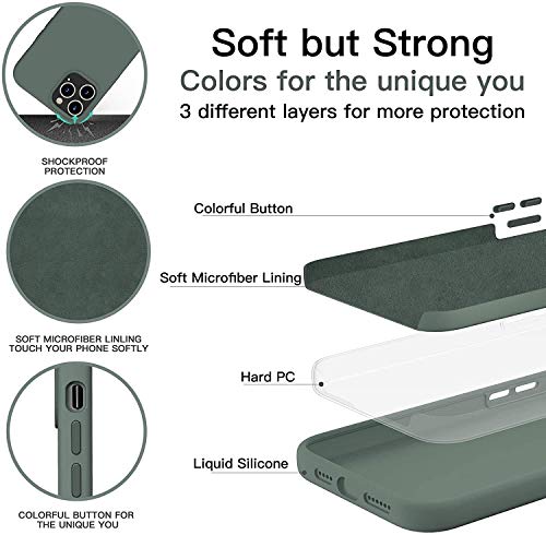 CUCELL Compatible with iPhone 12 Pro Max Case 6.7 inch(2020),Liquid Silicone Gel Rubber Full Body Protection Cover Shockproof Durable Drop Proof Shell-Pine Green - Image 3